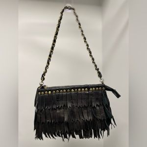 Monserat De Lucca black leather studded crossbody or clutch bag